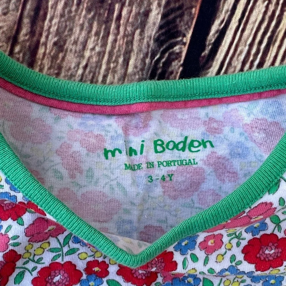 Boden Kids Floral T-Shirt with Green Accents